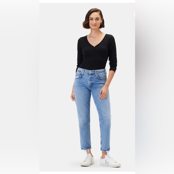 AGolde Kye Mid Rise Straight Crop Jean Size 25 NWT - Picture 1 of 16